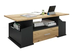 Mesa lateral & mesa de café Junata Antracite/carvalho mel A. 44 x L. 110 x P. 52 cm