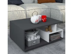 Mesa lateral & mesa de café Sulas Antracite/branco A. 40 x L. 80 x P. 50 cm