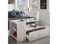 Mesa lateral & mesa de café Tindala Óptica de concreto A. 45 x L. 100 x P. 50 cm