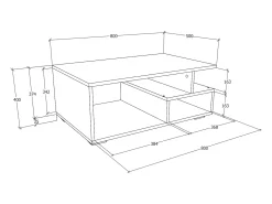 Mesa lateral & mesa de café Sulas Carvalho de mel / Branco A. 40 x L. 80 x P. 50 cm