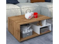 Mesa lateral & mesa de café Sulas Carvalho de mel / Branco A. 40 x L. 80 x P. 50 cm