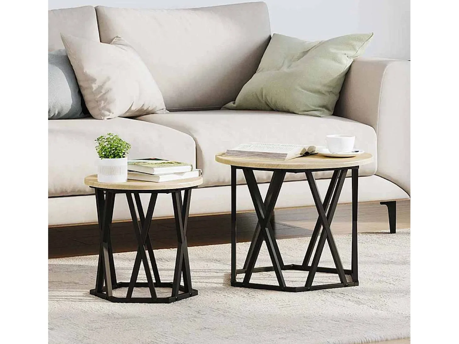 Mesa Lateral 2 pcs Carvalho sonoma 50x50x40 cm
