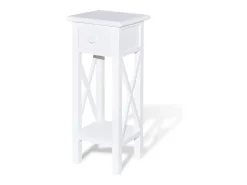 Mesa lateral com gaveta branco