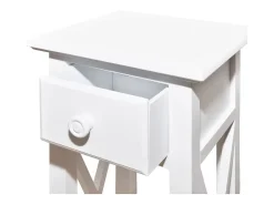 Mesa lateral com gaveta branco