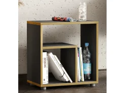Mesa lateral de madeira VCM | Mesa de café simples | Dimensões A. 55 x L. 50 x P. 30 cm | Mesa de cabeceira | Mesa de café - Zeito (antracite / mel de carvalho)