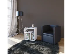 Mesa lateral de madeira VCM | Mesa de café simples | Dimensões A. 55 x L. 50 x P. 30 cm | Mesa de cabeceira | Mesa de Café - Zeito (Branco)