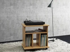 Mesa lateral de madeira VCM | Mesa de centro simples | Rodízios Sofáticos | Dimensões aprox. A. 59 x L. 60 x P. 45 cm | mesa de café rollbar - Tabina (faia)
