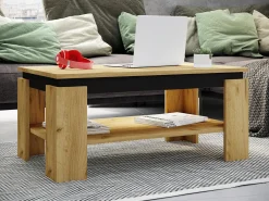 Mesa lateral de madeira VCM | mesa de café lisa | dimensões aprox. A. 41 x L. 90 x P. 53cm | Mesa de sala de estar | Sofabed - Rolas (carvalho de mel / preto)