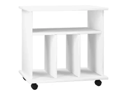 Mesa lateral de madeira VCM | Mesa de centro simples | Rodízios Sofáticos | Dimensões aprox. A. 59 x L. 60 x P. 45 cm | Mesa de Café Rollable - Tabina (Branco)