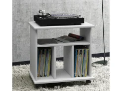 Mesa lateral de madeira VCM | Mesa de centro simples | Rodízios Sofáticos | Dimensões aprox. A. 59 x L. 60 x P. 45 cm | Mesa de Café Rollable - Tabina (Branco)