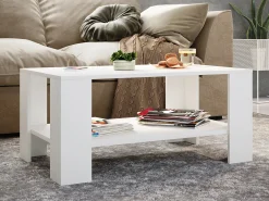Mesa lateral de madeira VCM | mesa de café lisa | dimensões aprox. A. 55 x L. 90 x P. 41 cm | Mesa para sala de estar | Sofatics - Dalus (Branco)