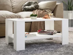 Mesa lateral de madeira VCM | mesa de café lisa | dimensões aprox. A. 55 x L. 90 x P. 41 cm | Mesa para sala de estar | Sofatics - Dalus (Branco)