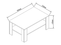 Mesa lateral de madeira VCM | mesa de café lisa | dimensões aprox. A. 41 x L. 90 x P. 53cm | Mesa para sala de estar | Sofabed - Rolas (Sonoma oak / white)