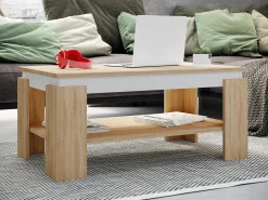 Mesa lateral de madeira VCM | mesa de café lisa | dimensões aprox. A. 41 x L. 90 x P. 53cm | Mesa para sala de estar | Sofabed - Rolas (Sonoma oak / white)