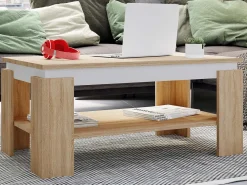 Mesa lateral de madeira VCM | mesa de café lisa | dimensões aprox. A. 41 x L. 90 x P. 53cm | Mesa para sala de estar | Sofabed - Rolas (Sonoma oak / white)