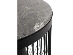 Mesa lateral de metal e mármore, cor preta