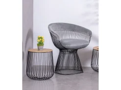Mesa lateral em madeira de freixo e aço lacado - Zurique - Preto