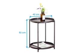 Mesa lateral em melamina/metal, cor natural, 42x52x42 cm