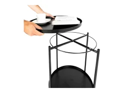 Mesa lateral em melamina/metal, cor natural, 42x52x42 cm