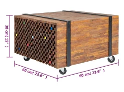Mesa lateral em teca 60x60x38 cm