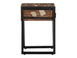 Mesa lateral multicor 35x35x50 cm madeira maciça recuperada