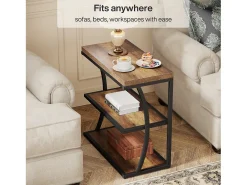 Mesa Lateral Pequena e Estreita, Mesa Decorativa de Metal no Estilo Rural para Sala de Estar, Quarto, Espaços Pequenos, Lado da Cama