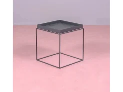 Mesa lateral quadrada em aço adequada para exteriores - Sorento - Preto