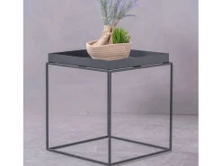Mesa lateral quadrada em aço adequada para exteriores - Sorento - Preto