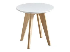 Mesa Lateral Sala de Estar Sala de Jantar Branco e Carvalho 40 cm