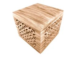 Mesa lateral 39x40x40 cm cubo de madeira castanha luz de cabeceira