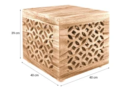 Mesa lateral 39x40x40 cm cubo de madeira castanha luz de cabeceira