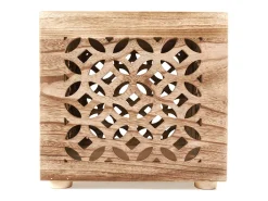 Mesa lateral 39x40x40 cm cubo de madeira castanha luz de cabeceira