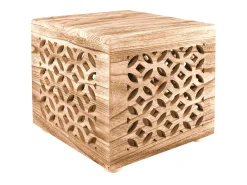 Mesa lateral 39x40x40 cm cubo de madeira castanha luz de cabeceira