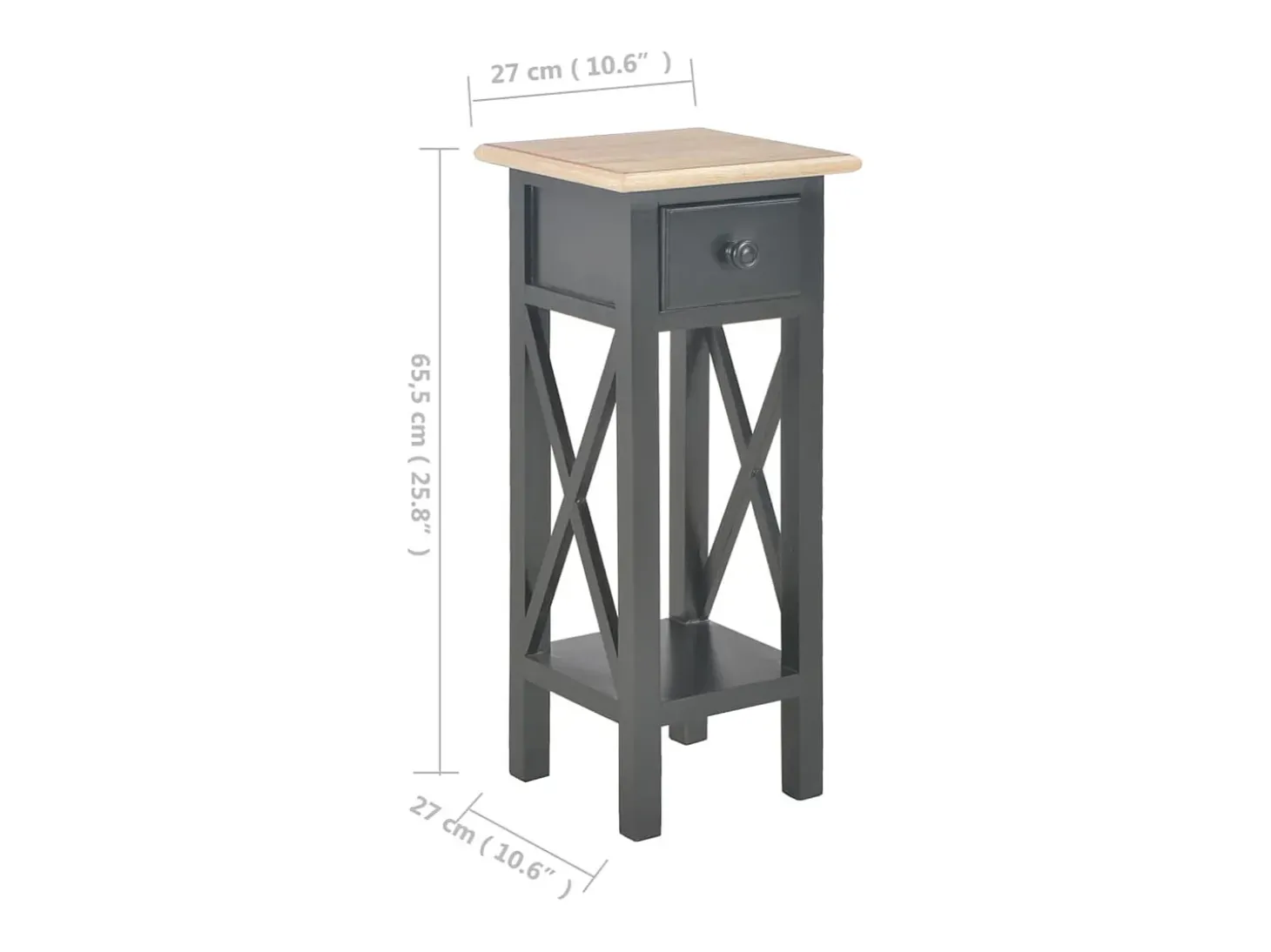 Mesa lateral 27x27x65,5 cm madeira preto