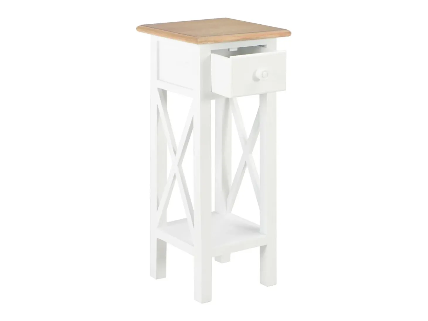 Mesa lateral 27x27x65,5 cm madeira branco