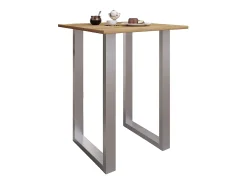 Mesa VCM Bar | Tresen | Mesa em pé | Mesa alta | Mesa Barba Bar - Xona 80x80 cm (Prata / Carvalho Mel)