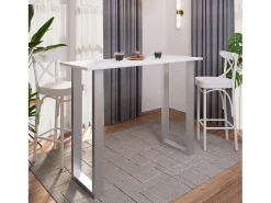 Mesa VCM Bar | Tresen | Mesa em pé | Mesa alta | Mesa Bartresen - Xona 140x50 cm (Prata / Branco)