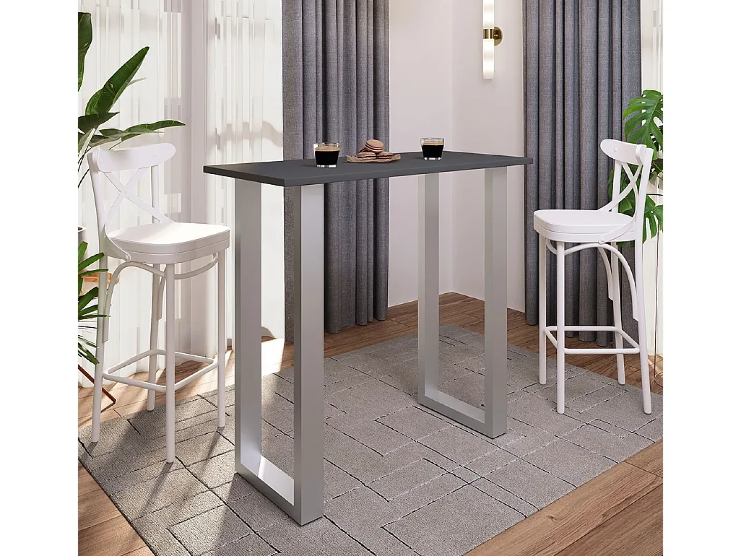 Mesa VCM Bar | Tresen | Mesa em pé | Mesa alta | Mesa Bartresen - Xona 110x50 cm (Prata / Antracite)