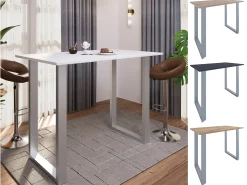 Mesa VCM Bar | Tresen | Mesa em pé | Mesa alta | Mesa Barba Bar - Xona 140x80 cm (Prata / Carvalho Mel)