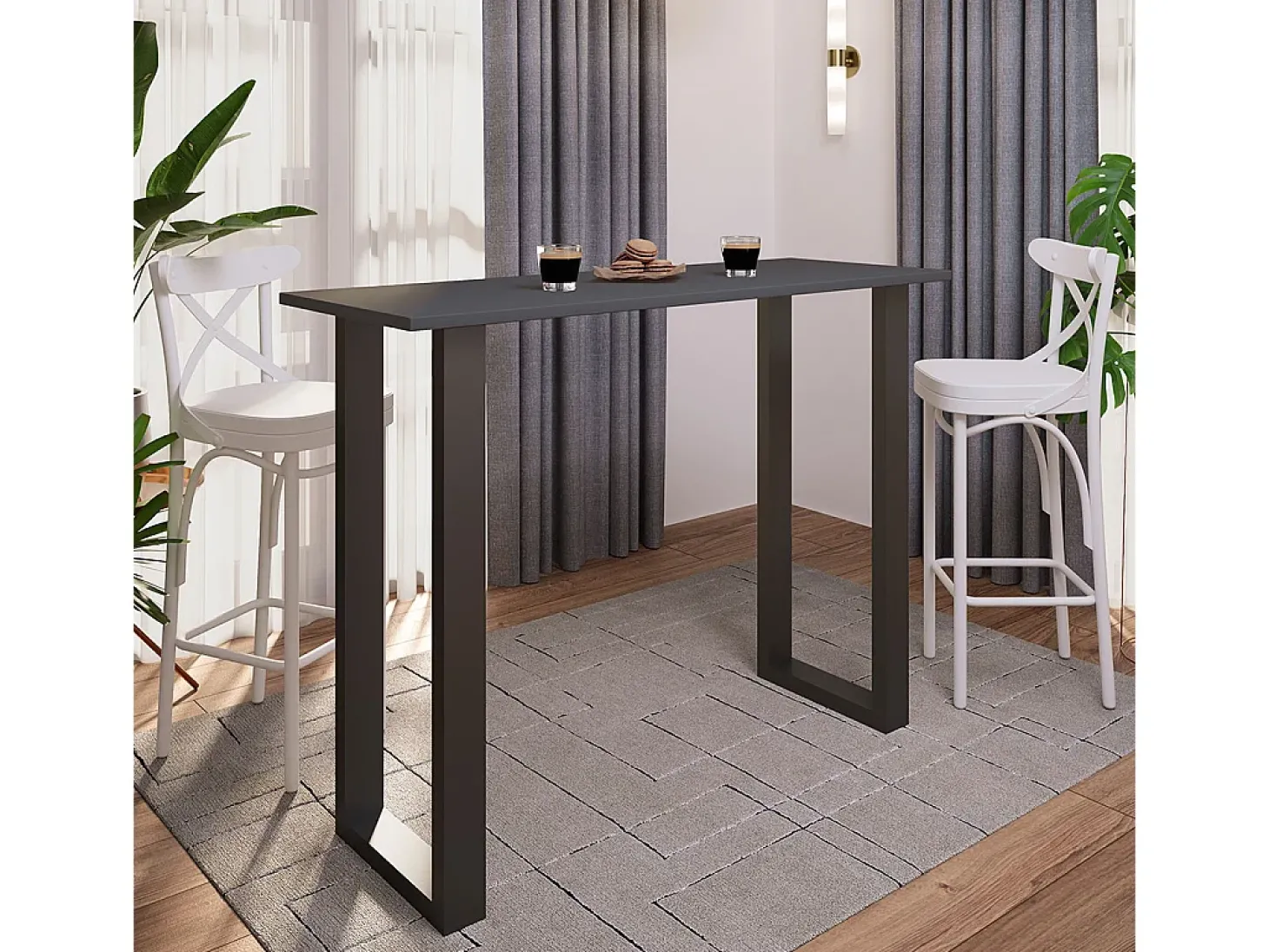 Mesa VCM Bar | Tresen | Mesa em pé | Mesa alta | Mesa Bartresen - Xona 140x50 cm (Preto / Antracite)
