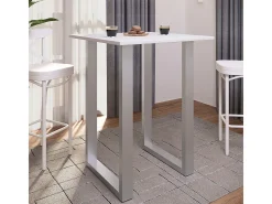 Mesa VCM Bar | Tresen | Mesa em pé | Mesa alta | Mesa Bartresen - Xona 80x50 cm (Prata / Branco)
