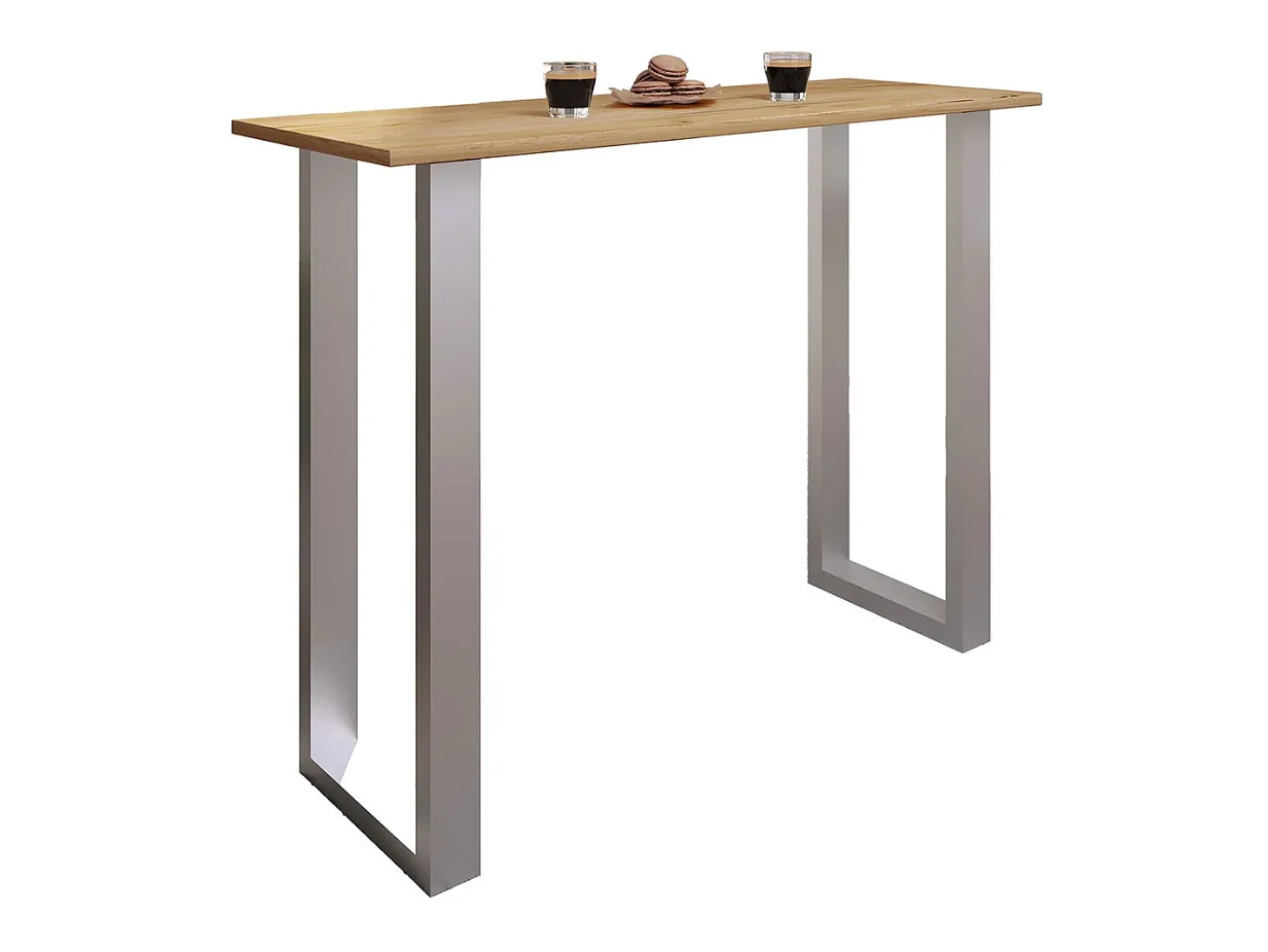 Mesa VCM Bar | Tresen | Mesa em pé | Mesa alta | Mesa Barba Bar - Xona 140x50 cm (Prata / Carvalho Mel)