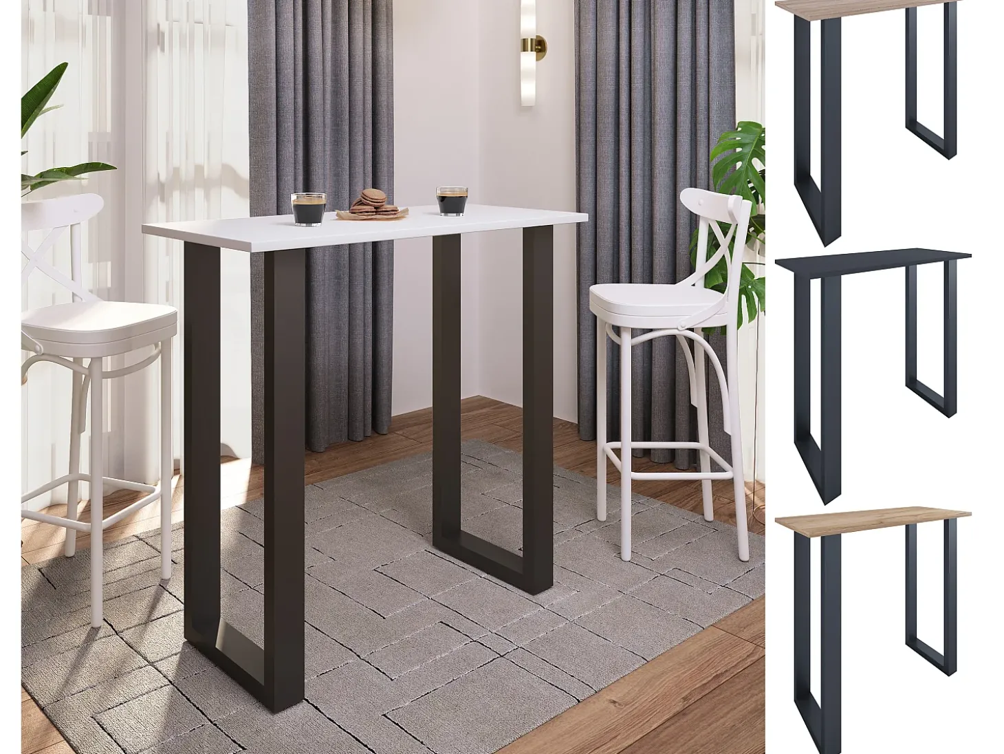 Mesa VCM Bar | Tresen | Mesa em pé | Mesa alta | Mesa Barba Bar - Xona 110x50 cm (Prata / Carvalho Mel)