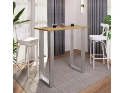 Mesa VCM Bar | Tresen | Mesa em pé | Mesa alta | Mesa Barba Bar - Xona 110x50 cm (Prata / Carvalho Mel)