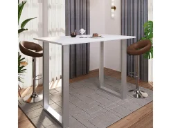 Mesa VCM Bar | Tresen | Mesa em pé | Mesa alta | Mesa Bartresen - Xona 140x80 cm (Prata / Branco)