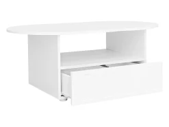 Mesa de centro com gavetas e compartimento aberto - tampo em forma de nuvem - Branco