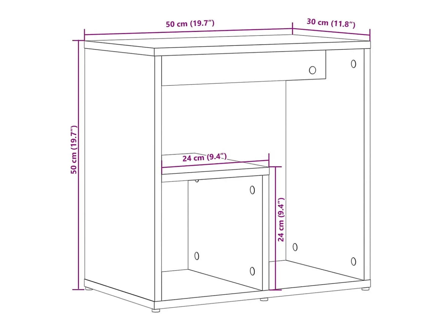 Mesas apoio 2pcs 50x30x50cm derivados madeira carvalho castanho
