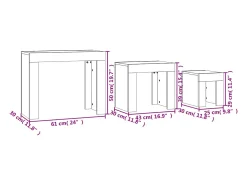 Mesas centro de encastrar 3pcs derivados madeira cinza cimento