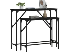 Mesas consola 2 pcs derivados de madeira preto PT405402