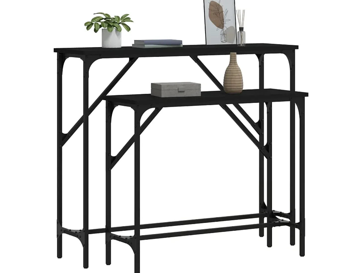 Mesas consola 2 pcs derivados de madeira preto PT405402